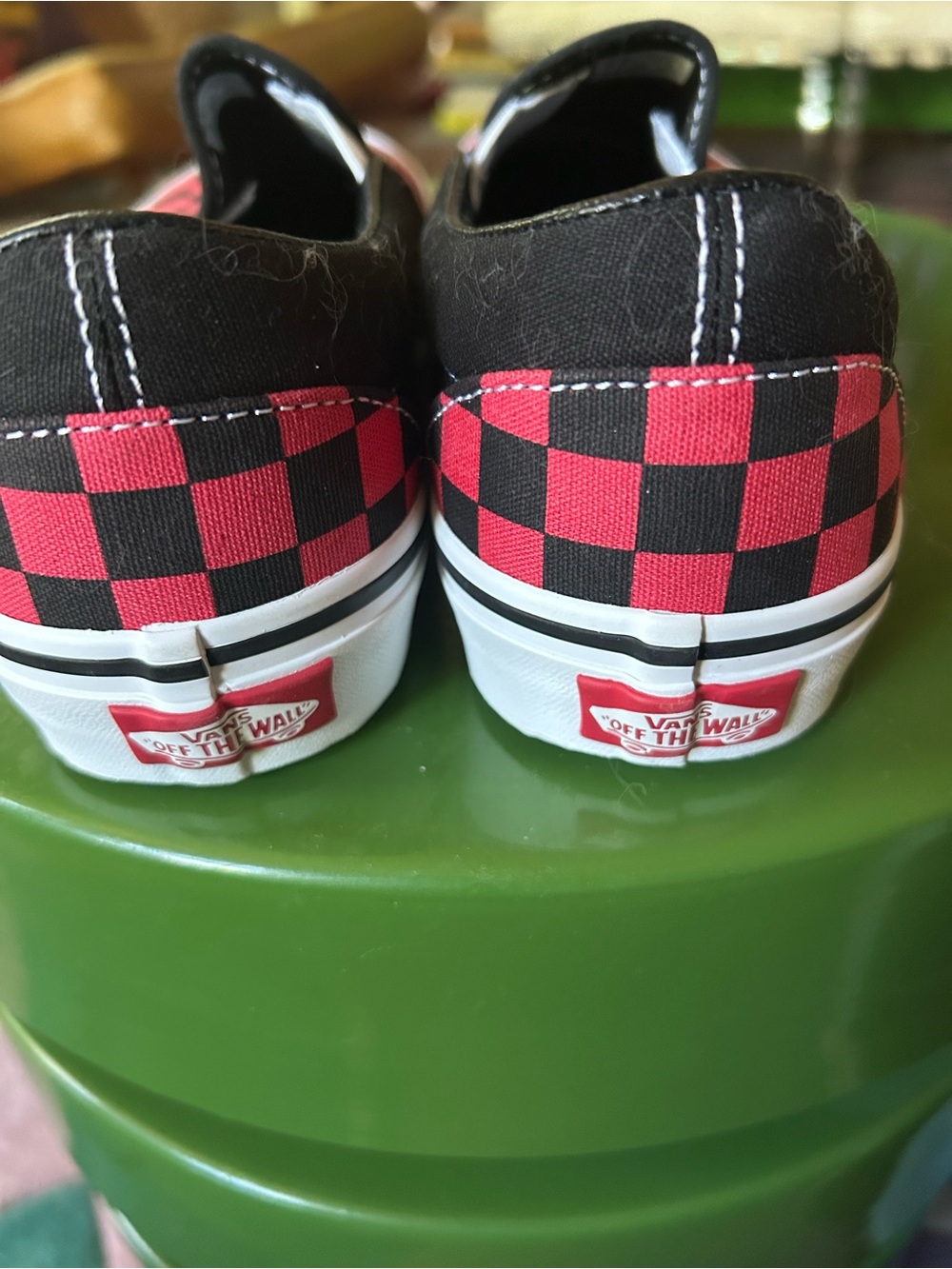 Vans Checkerboard Slip-On Sneakers - Red & Black - Picture 4 of 5